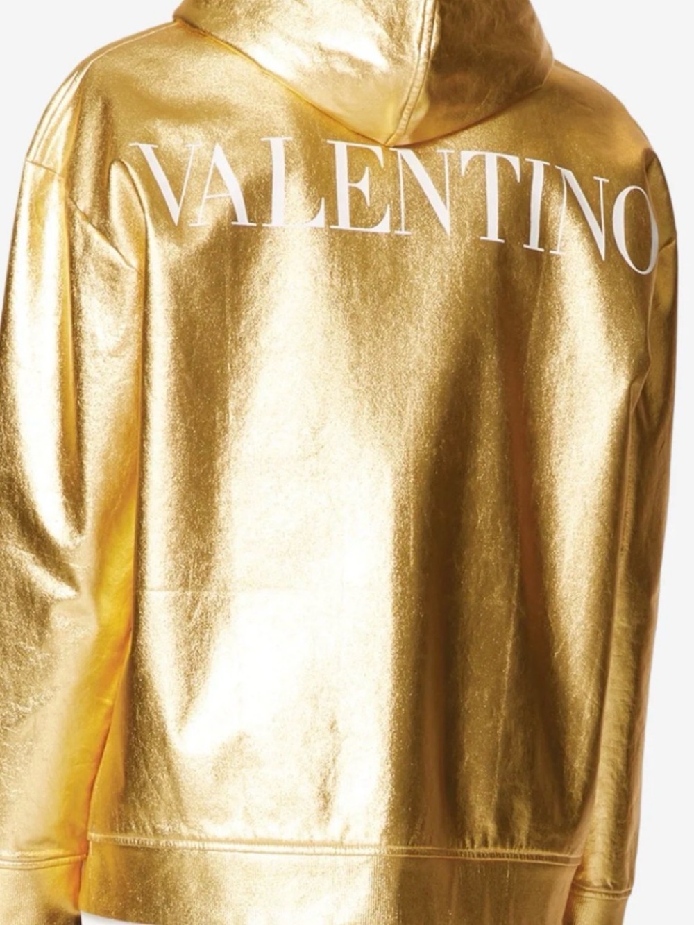 Valentino Metallic Gold Logo Hoodie Jacket - Men